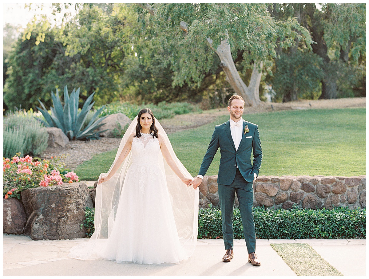 Groom in green tux at Quail Ranch
