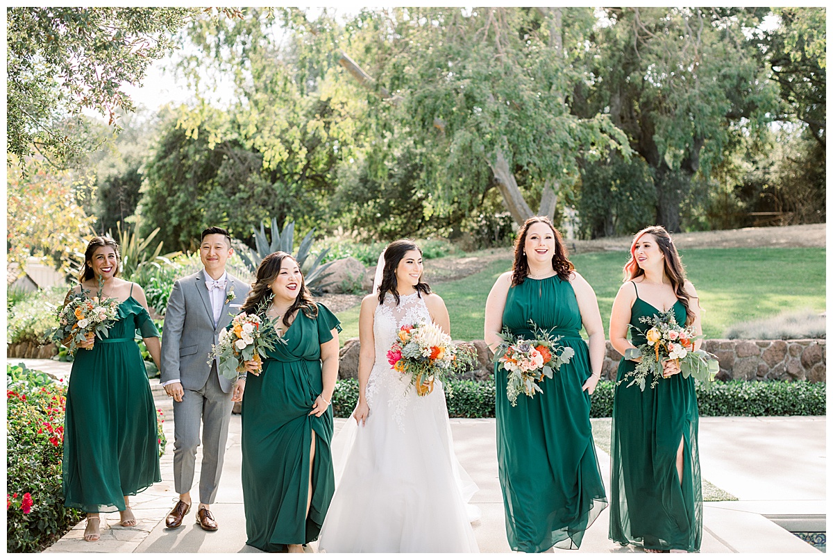 Emerald Green Bridesmaids Dress
Bridesman in Grey Suit