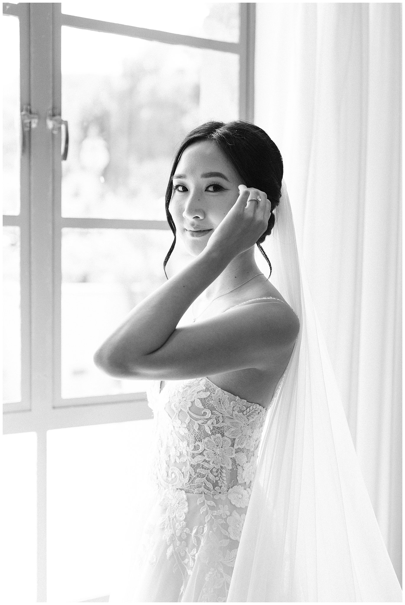 Bride getting ready for wedding at Bel Air Bay Club in Pacific Palisades, Ca.