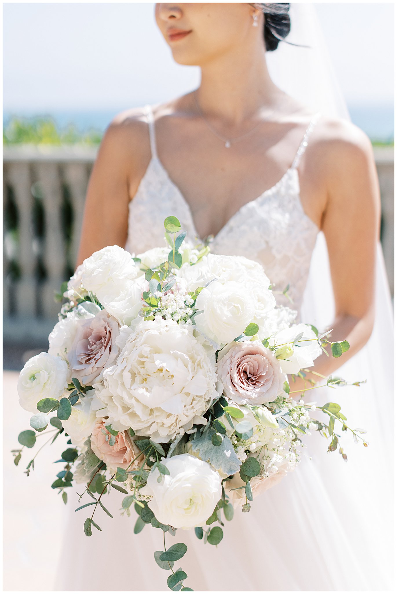 Bridal bouquet at wedding in Pacific Palisades, Ca.