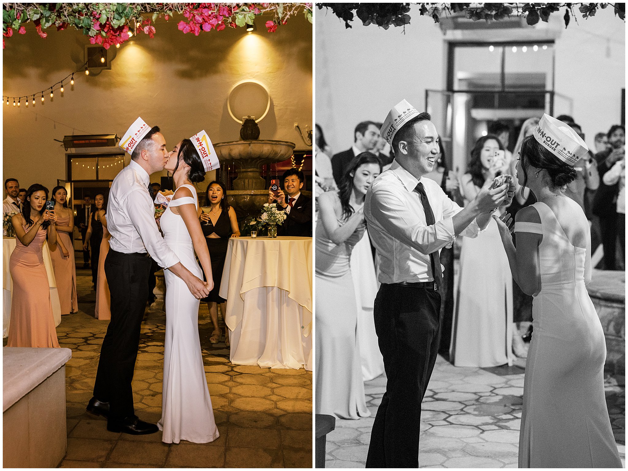 Bride and groom eating a late night snack In and Out at Bel Air Bay Club in Pacific Palisades, Ca by Teresa Marie Photography