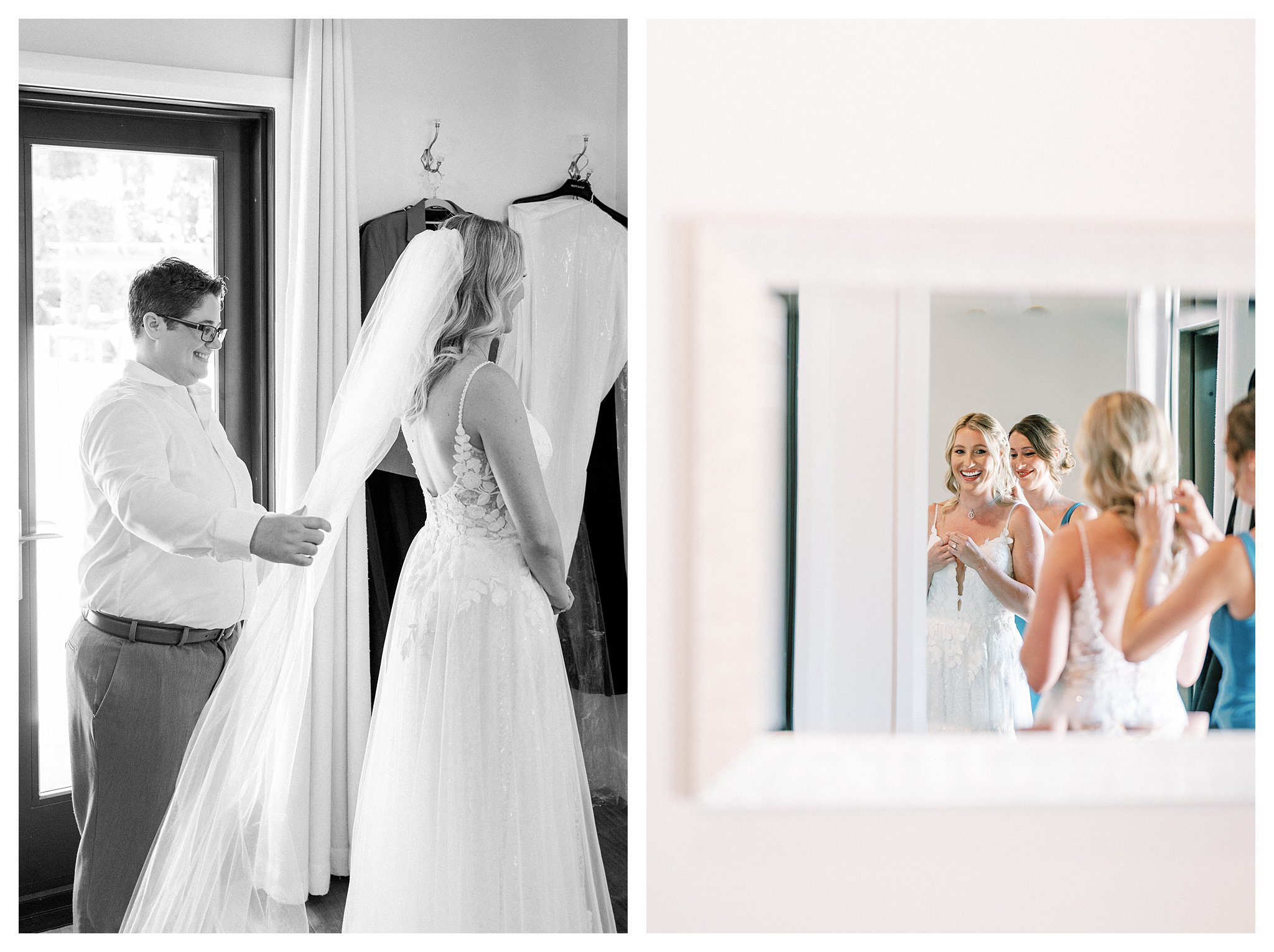 Bride and her siblings getting ready at Walnut Grove in Moorpark, Ca.