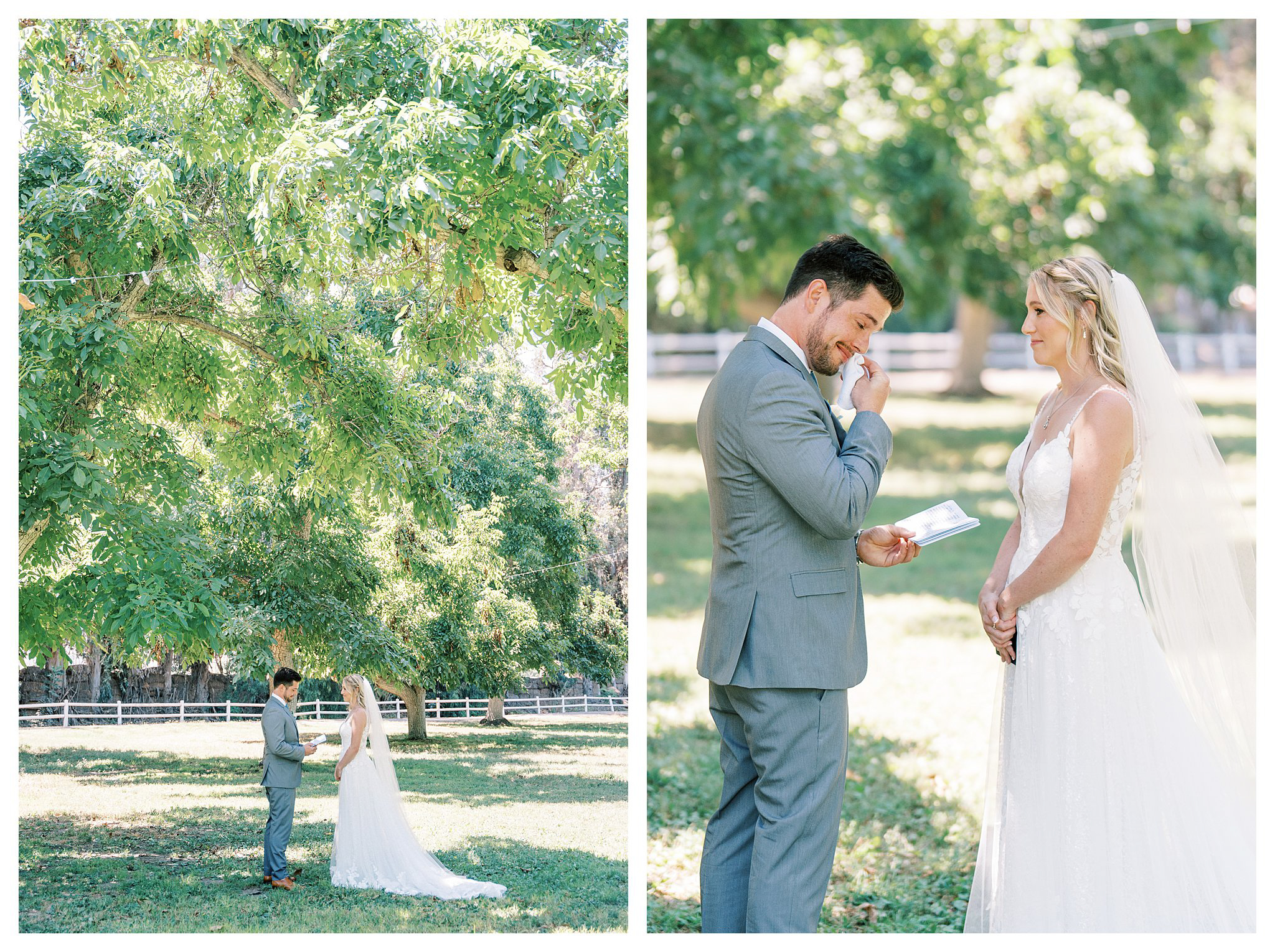 Bride and groom recite their vows at Walnut Grove in Moorpark, Ca.