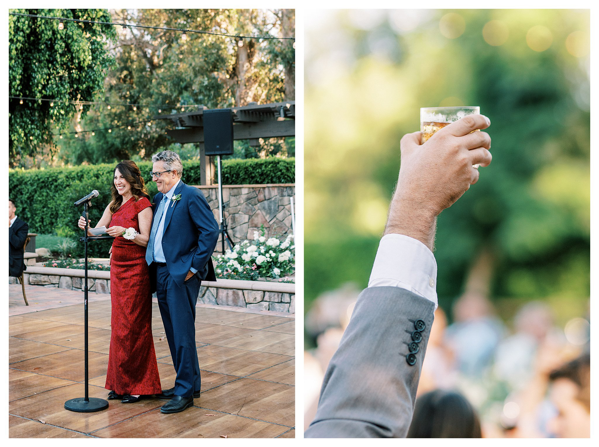 Mother of the bride toasting the newlyweds at Walnut Grove Weddings.