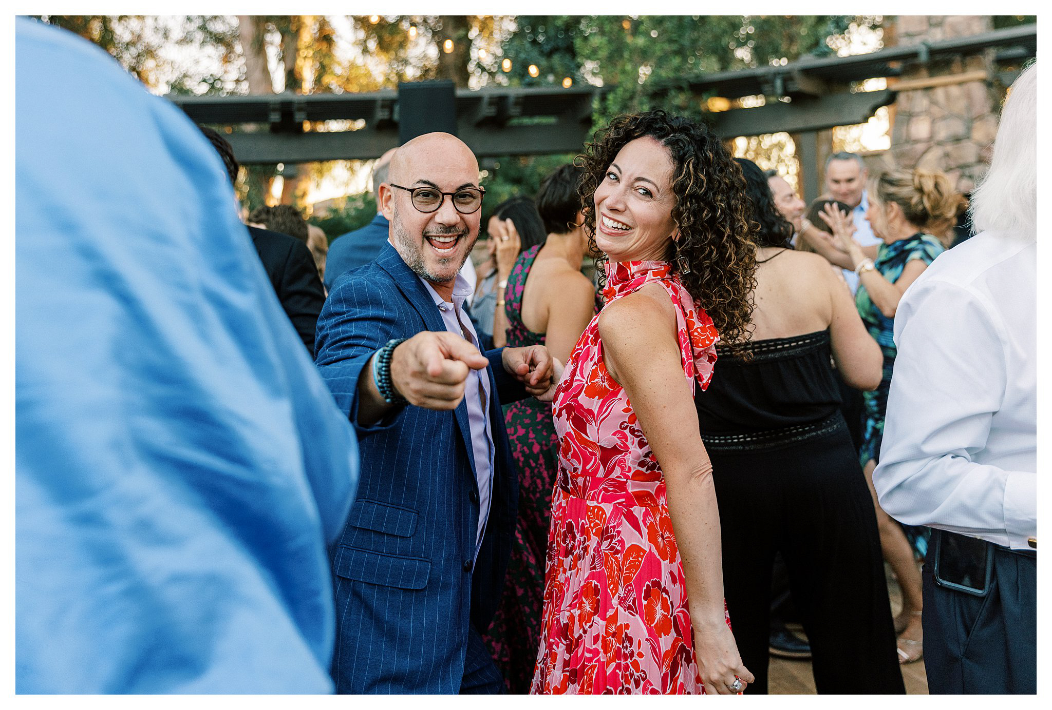 Guests having fun during the reception at Walnut Grove in Moorpark, Ca.