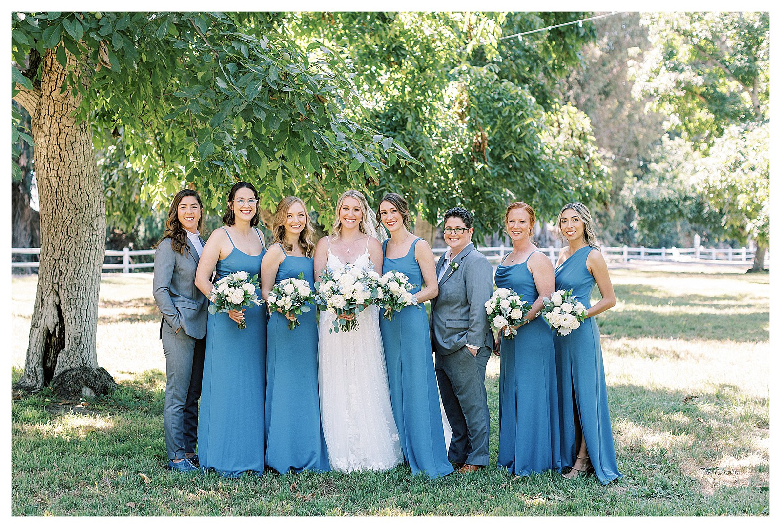 Bride and her bridesmaids at Walnut Grove in Moorpark, Ca.