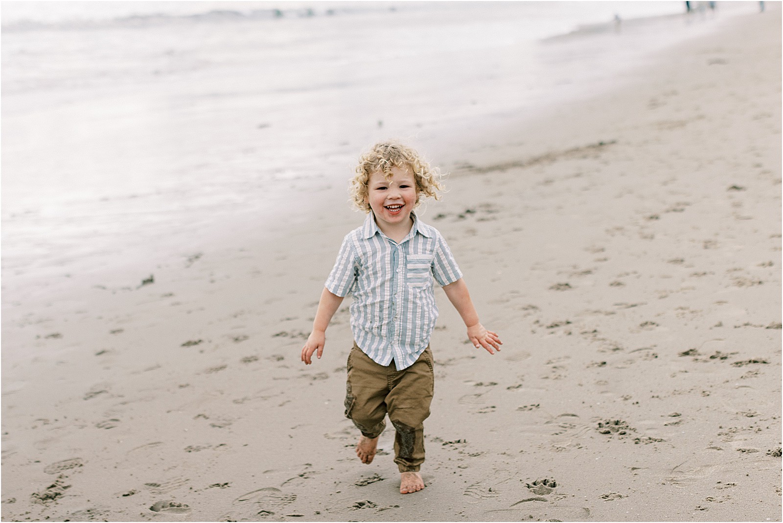 Close-up of toddler during a beach family session in Santa Barbara