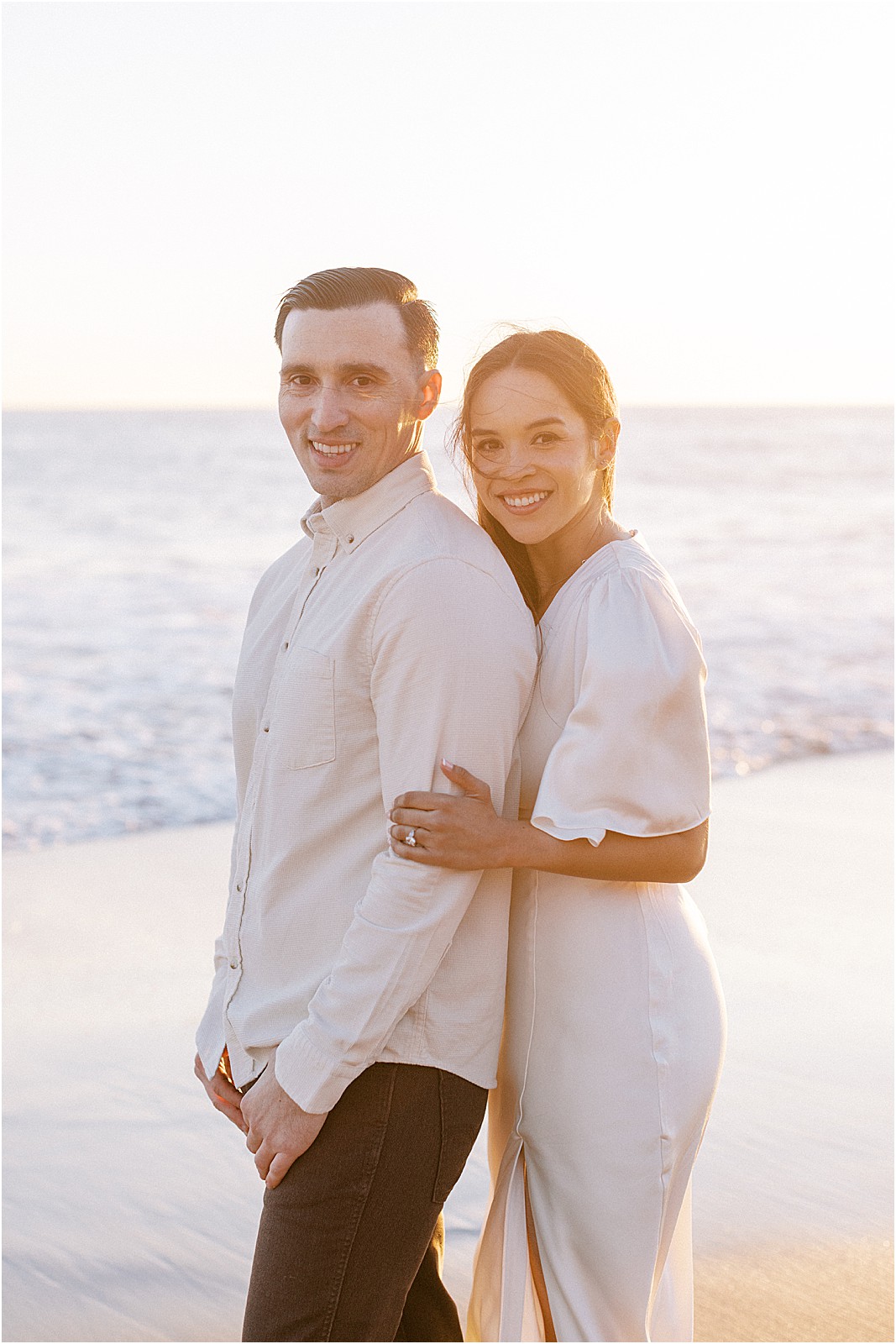 Engagement photo of couple at Leo Carrillo Beach in Malibu