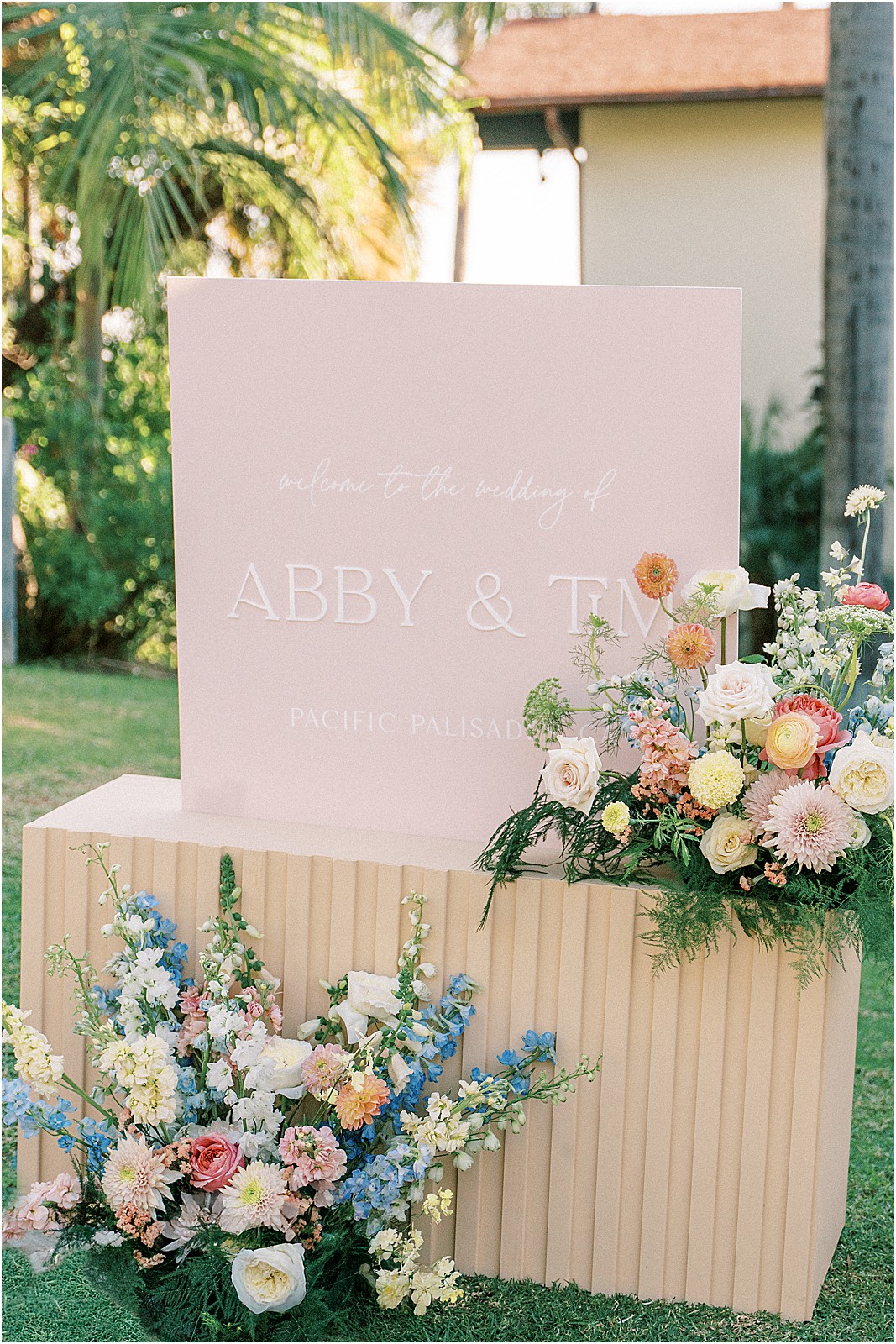 welcome signage as guests arrive at bel air bay club in pacific palisades