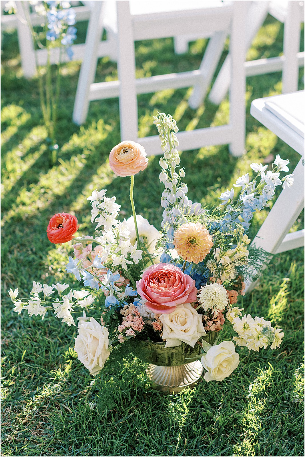 ceremonial florals lining the aisle at bel air bay club