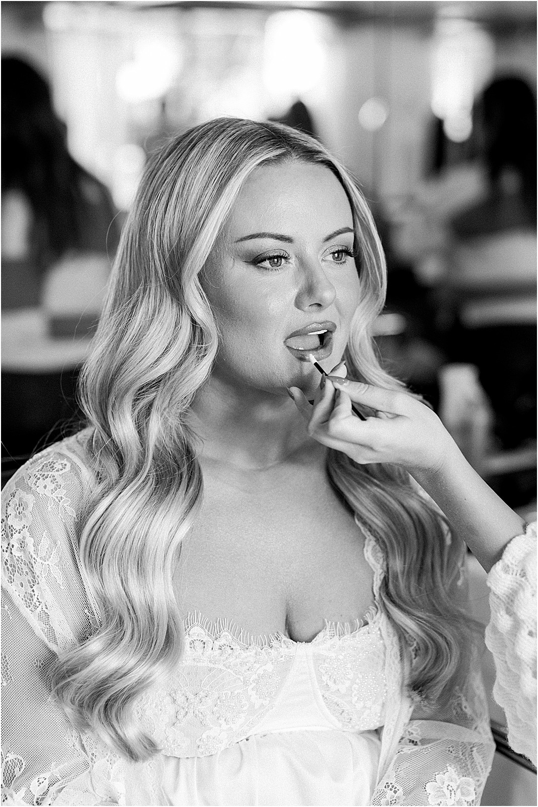 bride getting ready in bridal suite at bel air bay club in pacifc palisades