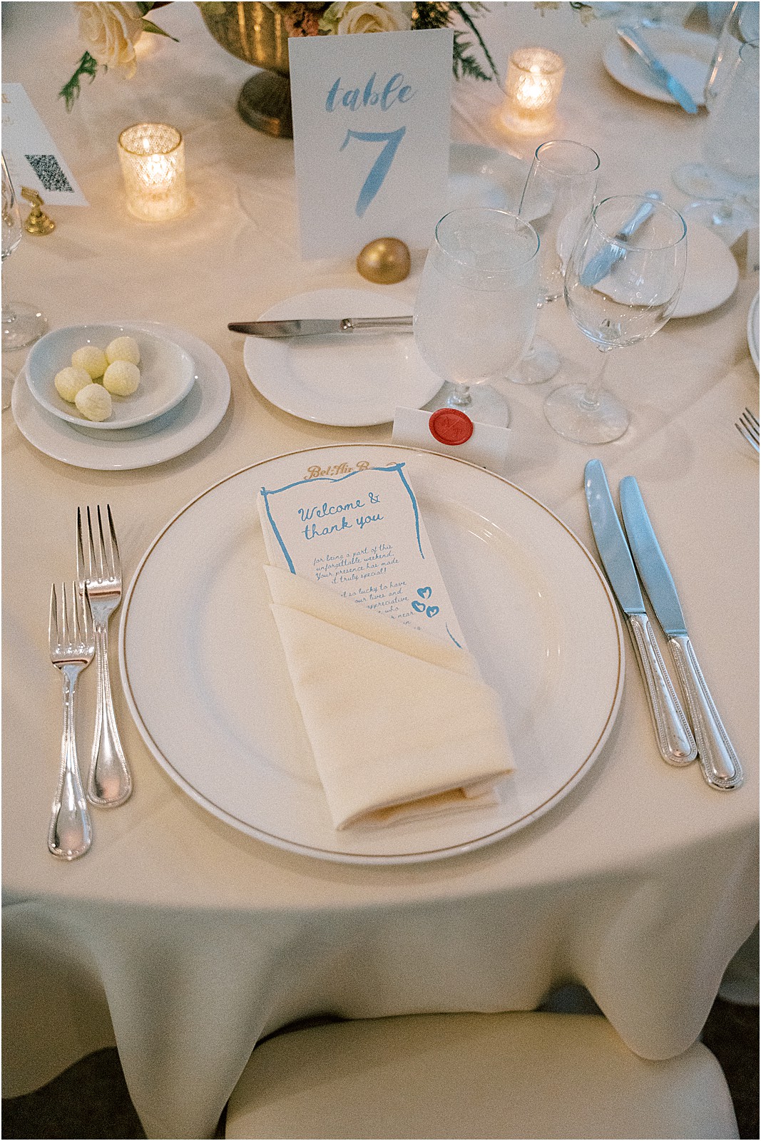 overhead shot of table scape and menu